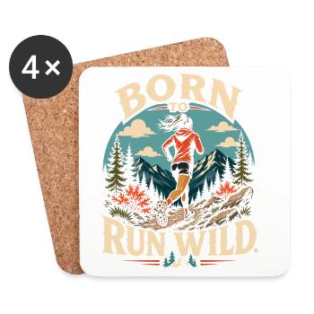 Trailrunning – Geboren, um wild zu laufen - Untersetzer (4er-Set) - Weiß - Vorne