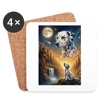 Howling to the Moon Meme Hund Dalmatiner - Untersetzer (4er-Set) - Weiß - Vorne