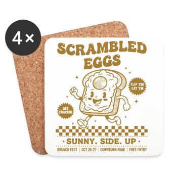 Frühstück Lustiger Brunch Rührei Sunny Side - Untersetzer (4er-Set) - Weiß - Vorne