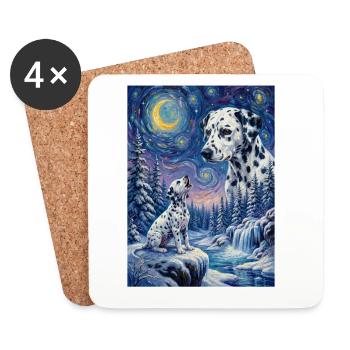 Howling to the Moon Meme Dog Dalmatian - Coasters (set of 4) - white - Front