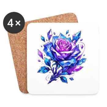 Bleu Rose Couronne - Dessous de verre (lot de 4) - blanc - Devant