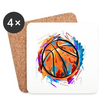 Basket-ball - Dessous de verre (lot de 4) - blanc - Devant