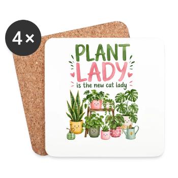 La Dame aux Plantes est la nouvelle Dame aux Chats - Dessous de verre (lot de 4) - blanc - Devant