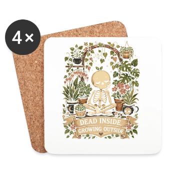 Les plantes mortes poussent à l’intérieur - Dessous de verre (lot de 4) - blanc - Devant