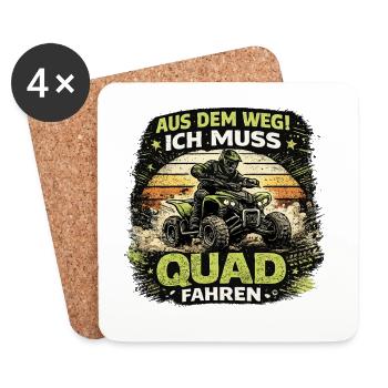  Aus Dem Weg Ich Muss Quad Fahren Retro Quadfahrer - Untersetzer (4er-Set) - Weiß - Vorne