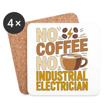 Électricien industriel sans technicien en réparation de café - Dessous de verre (lot de 4) - blanc - Devant