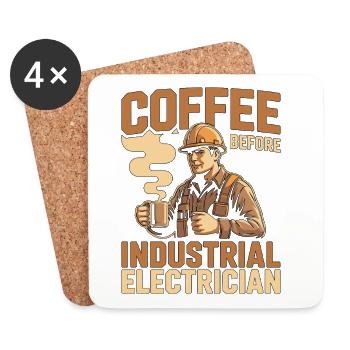 Électricien industriel, réparation de café, amateur de café - Dessous de verre (lot de 4) - blanc - Devant