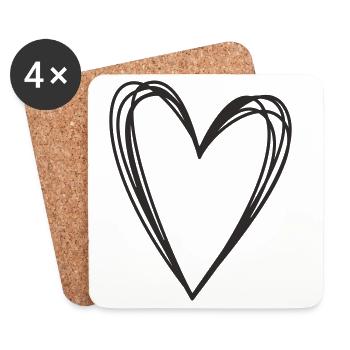 Cœur – Symbole d’amour et de connexion - Dessous de verre (lot de 4) - blanc - Devant