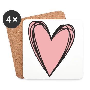 Herz – Symbol für Liebe & Verbundenheit - Untersetzer (4er-Set) - Weiß - Vorne