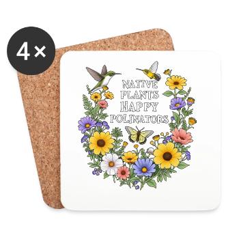 Plantes indigènes Happy Polinators Garden - Dessous de verre (lot de 4) - blanc - Devant