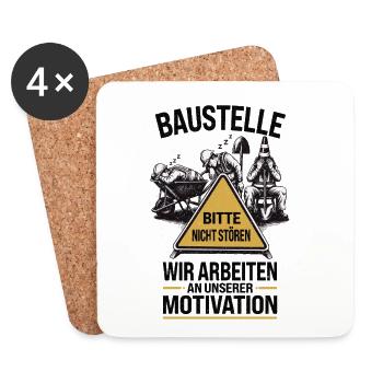 Baustelle – Bitte nicht stören Motivation - Untersetzer (4er-Set) - Weiß - Vorne