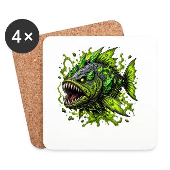 Monstre Vert des Profondeurs Marines - Dessous de verre (lot de 4) - blanc - Devant