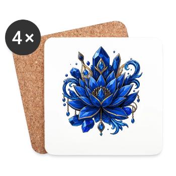 Ornement de pierre précieuse de lotus azur - Dessous de verre (lot de 4) - blanc - Devant