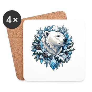 L’ours polaire dans la magie de la glace - Dessous de verre (lot de 4) - blanc - Devant