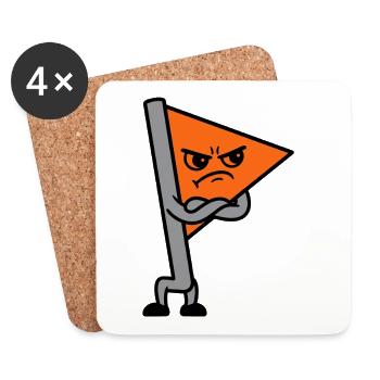 Grumpy Corner Flag Funny Football Art - Coasters (set of 4) - white - Front
