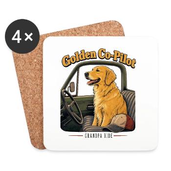 Golden Co-Pilot Grandpa fährt Golden Retriever Gra - Untersetzer (4er-Set) - Weiß - Vorne