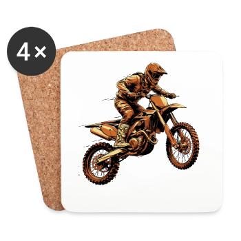 Wüstenrennender Dirtbike-Fahrer - Untersetzer (4er-Set) - Weiß - Vorne