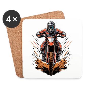 Sprint moto Cross : Action moto - Dessous de verre (lot de 4) - blanc - Devant