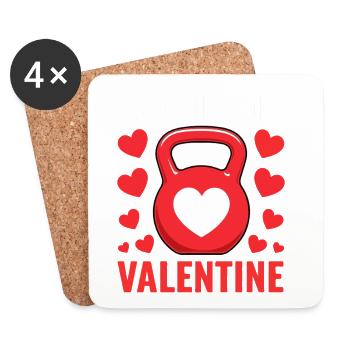 Cœur de kettlebell Fitness pour la Saint-Valentin - Dessous de verre (lot de 4) - blanc - Devant