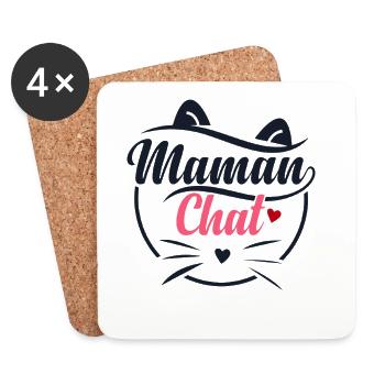 Mama-Katzen-Süßes Gesicht - Untersetzer (4er-Set) - Weiß - Vorne