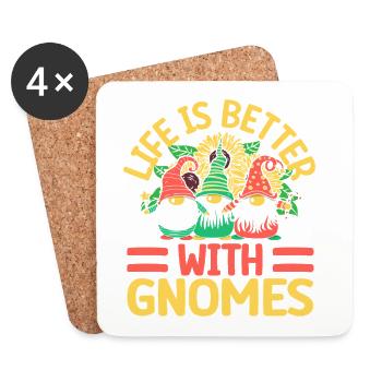 La vie du costume de gnome de jardin est meilleure avec un gnome - Dessous de verre (lot de 4) - blanc - Devant