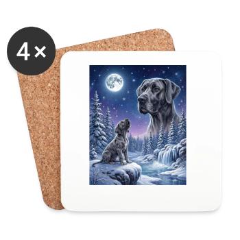 Hurler au chien mème de la Lune Grand Danois - Dessous de verre (lot de 4) - blanc - Devant