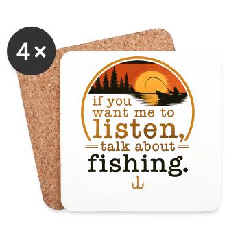 Un pêcheur qui dit de l’humour de pêche Idée cadeau de pêche - Dessous de verre (lot de 4) - blanc - Devant