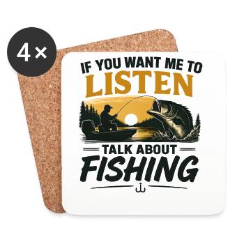 Un pêcheur qui dit de l’humour de pêche Idée cadeau de pêche - Dessous de verre (lot de 4) - blanc - Devant