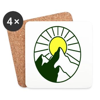 Lever de soleil au-dessus d’une chaîne de montagnes - Dessous de verre (lot de 4) - blanc - Devant