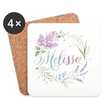 La couronne florale de Melissa - Dessous de verre (lot de 4) - blanc - Devant