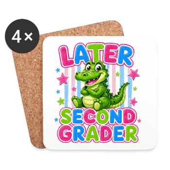 Au Revoir Le CE1 Bonjour Le CE2 | Crocodile Mignon - Dessous de verre (lot de 4) - blanc - Devant