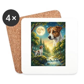 Howling to the Moon Hund Jack Russell Terrier - Untersetzer (4er-Set) - Weiß - Vorne