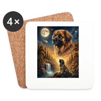 Le chien mème de Hurlement à la Lune Leonberger - Dessous de verre (lot de 4) - blanc - Devant