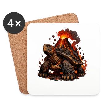 Vulkanische Lava-Schildkröte - Untersetzer (4er-Set) - Weiß - Vorne