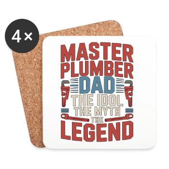 Maître plombier Papa L’idole Le plombier agréé - Dessous de verre (lot de 4) - blanc - Devant
