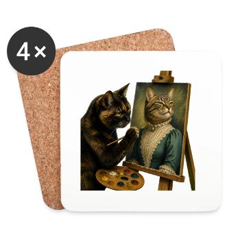 Der Pawtrait-Künstler - Untersetzer (4er-Set) - Weiß - Vorne