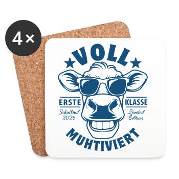 Voll Muhtiviert | Coole Kuh | Erste Klase - Untersetzer (4er-Set) - Weiß - Vorne
