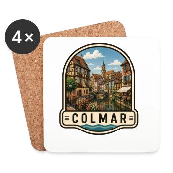 Colmar Altstadt Urlaub Europa Kanal Kolonialstil - Untersetzer (4er-Set) - Weiß - Vorne
