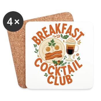 Frühstück Cocktail Club Brunch Kaffee Speck - Untersetzer (4er-Set) - Weiß - Vorne