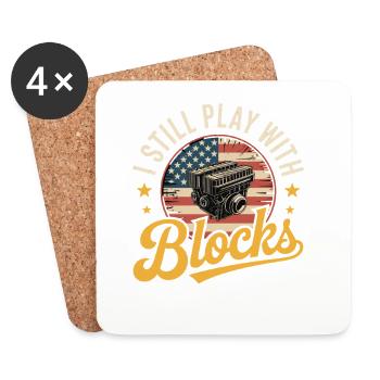 Je joue toujours avec des moteurs V8 Blocks pour une voiture américaine - Dessous de verre (lot de 4) - blanc - Devant