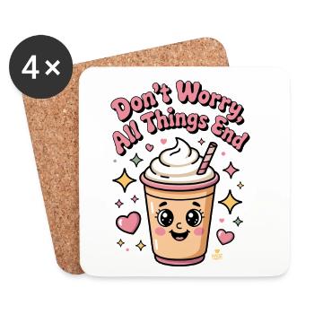Ne t’inquiète pas, tout s’arrête au milkshake - Dessous de verre (lot de 4) - blanc - Devant