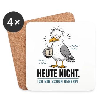 Heute Nicht Möwe Kaffee Shirt - Untersetzer (4er-Set) - Weiß - Vorne