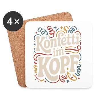Konfetti Im Kopf Karneval Fasching Alaaf Kostüm - Untersetzer (4er-Set) - Weiß - Vorne