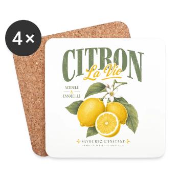 Citron La Vie Vintage Homme Femme - Dessous de verre (lot de 4) - blanc - Devant