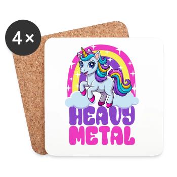 Unicorn Heavy Metal - Saying - Coasters (set of 4) - white - Front