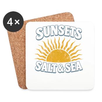 Sonnenuntergang Salz & Meer mit Sonne Sunset - Untersetzer (4er-Set) - Weiß - Vorne