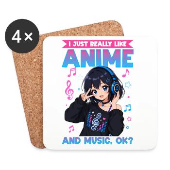 Anime et musique Chibi - Dessous de verre (lot de 4) - blanc - Devant