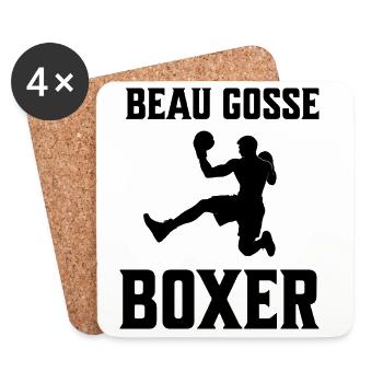 Boxeur silhouette BEAU GOSSE - Dessous de verre (lot de 4) - blanc - Devant