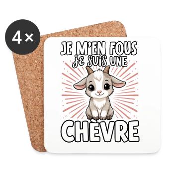 Je m'en fous je suis une chevre - süßer Ziege - Untersetzer (4er-Set) - Weiß - Vorne