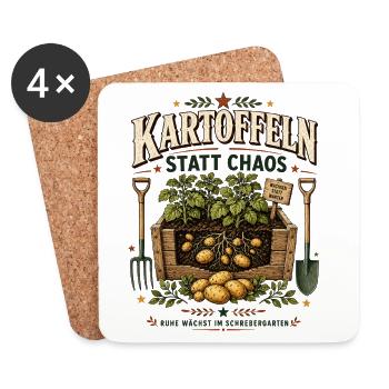 Kartoffeln Statt Chaos im Schrebergarten - Untersetzer (4er-Set) - Weiß - Vorne